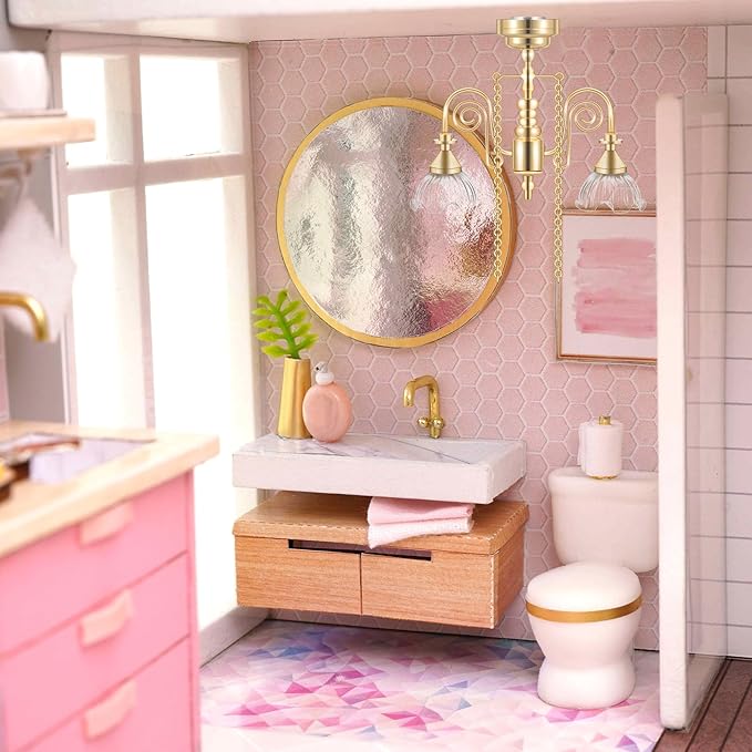 NUOBESTY Dollhouse Ceiling Lamp, 1pc Dollhouse Hanging Lights Led Miniature Doll House Light Battery Operated for DIY Doll House Furniture Accessories
