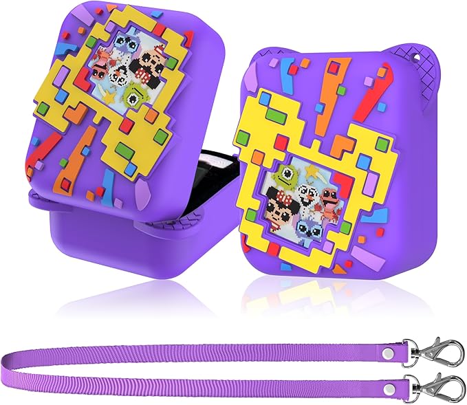 Silicone Case for Bitzee Disney Interactive Toy, Anti-Scratch, Washable, Shockproof Silicone Protective Cover for Bitzee Disney Interactive Toy Electronic Pets Accessories with Lanyard - Purple