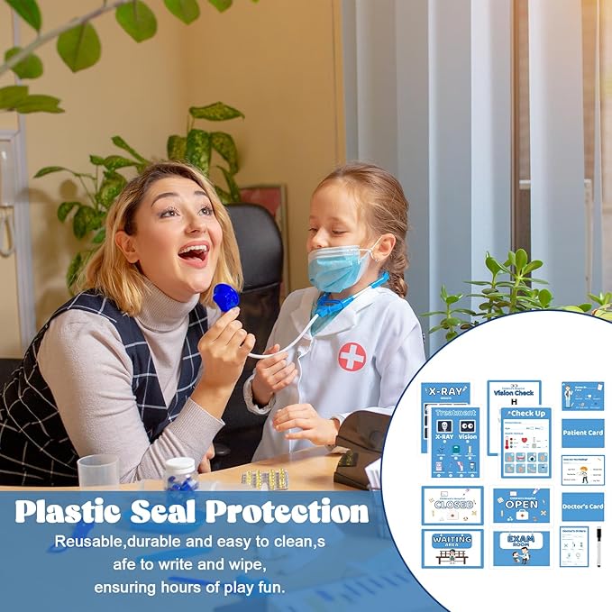 8 PCS Kids Pretend Play Doctor Set Hospital Playset for Kids Pretend Play Doctor Accessories Educational Doctor Kit Doctor Role Play Kit Double-Sided 30 Pages Pads with Pen for Toddlers