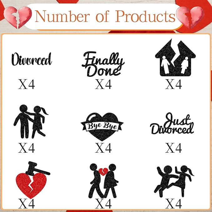 Divorce Party Decorations for Women - 36PCS Divorce Cupcake Toppers Finally Done Just Divorced Cupcake Picks for Freedom Bachelor Supplies