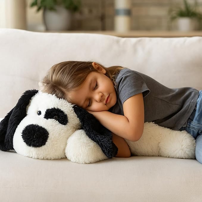 Floppy Stuffed Dog Puppy Plush Toy, Huggable White Beagle with Black Ears Labrador Retriever Stuffed Animal Dogs for Kids Girls Boys Baby Birthday Bedtime Gift, 20 inches