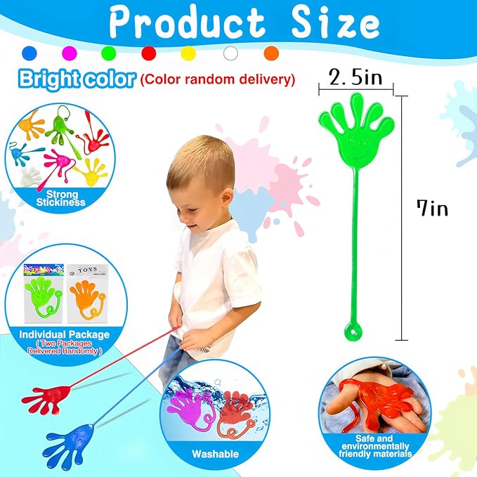 41Pack Sticky Hands for Kids Classroom Prizes Stretchy Summer Birthday Supplies Pinata Goodie Bag Stuffers Treasure Box Toy Small Slap Hand Party Favor Treat Trinkets School Prizes Bulk Toy