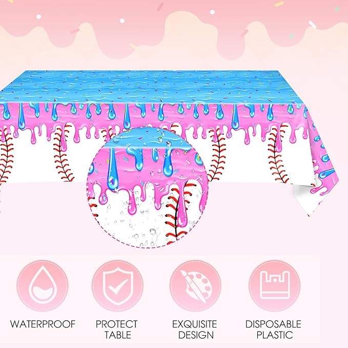 41PCS Ice Cream Drip Baseball Party Decorations Baseball Ice Cream Theme Party Plates and Napkins,Tablecloth,Colorful Sport Party Disposable Dinnerware Set for Kids Birthday Baby Shower Table Decor