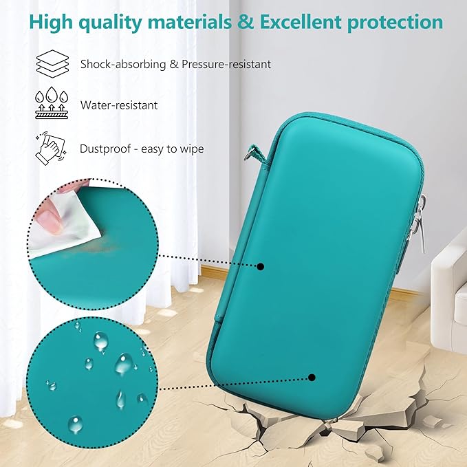 Supmay Carrying Case Compatible with CCTU / TEBIYOU Kids Handheld Games Preloaded 218 Retro Video Games, Portable Gaming Electronic Toys Storage Holder Travel Bag with Mesh Pocket for USB Cable, Green