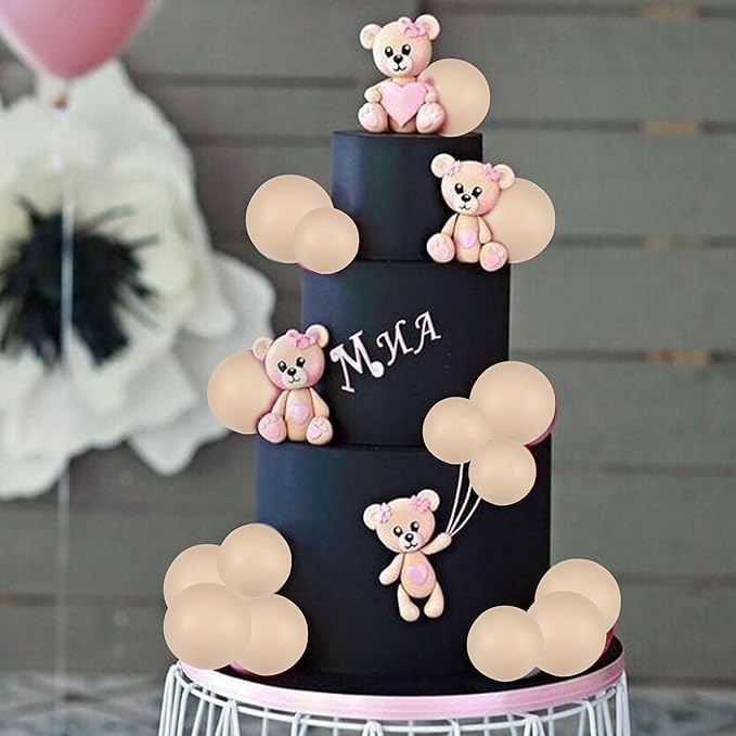 Gyufise 30Pcs Ball Cupcake Toppers Balls Cake Toppes Foam Balls Picks DIY Mini Balloon Cake Topper for Baby Shower Birthday Favor Wedding Anniversary Party Cake Decorations Supplies Khaki