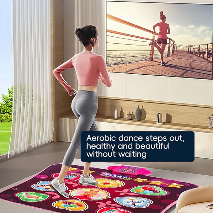 Dance Pad, Electronic Music Mat with LED Lights, Foldable Nonslip Playmat with 80 Sounds, Interactive Fun for Kids Ages 3 to 12 (Pink)