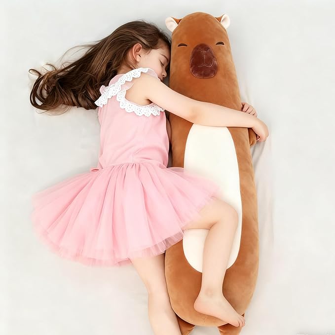 36 inch Capybara Stuffed Animals Long Plush Pillow Toy, Cute Giant Large Big Jumbo Soft Capybara Squishy Animal Plushies Gift Kids Boys and Girls, Birthday