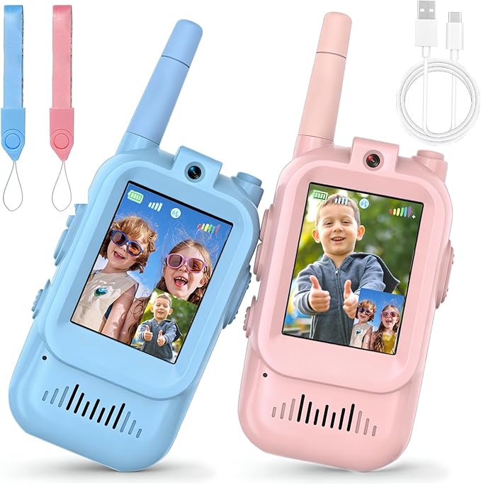 YOFUN Upgraded Video Walkie Talkies for Kids with Picture Chat, 2 Pack Long Range 750M Video Intercom, Easy-to-Use Toys for Indoor Outdoor Play, Camping, Hiking, Gifts for Boys Girls Ages 3-12