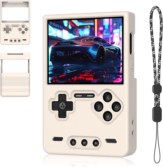 Silicone Case for Trimui Brick, Anti-Slip, Shock Proof, Soft Protective Case for Trimui Brick Handheld Game Console with Lanyard - White