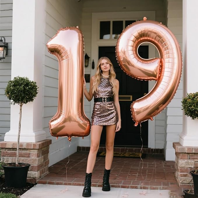 Rose Gold Number 9 Balloon 40 Inch 9 Number Balloons Giant Nine Years Old Foil Mylar Helium Large Digital Balloon Champagne Gold Birthday Numbers 19 29 90 Anniversary Events Party Decorations Supplies