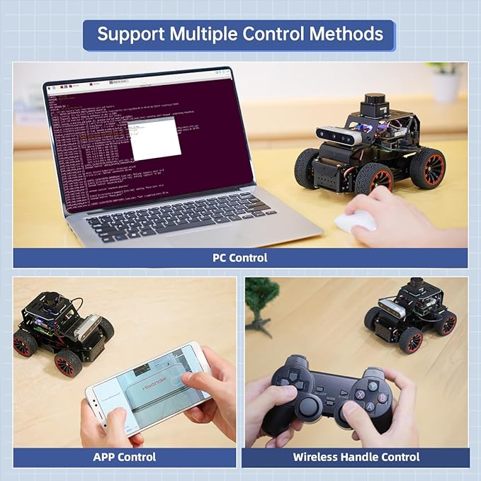 Robot Car for Raspberry Pi 5 ROS2 HUMBLE Ubuntu Programmable AI Vision Smart Robot Kit, Lidar SLAM Mapping Navigation Path Planning Autonomous Driving Ackermann Chassis, MentorPi A1 with RPi 5 4GB