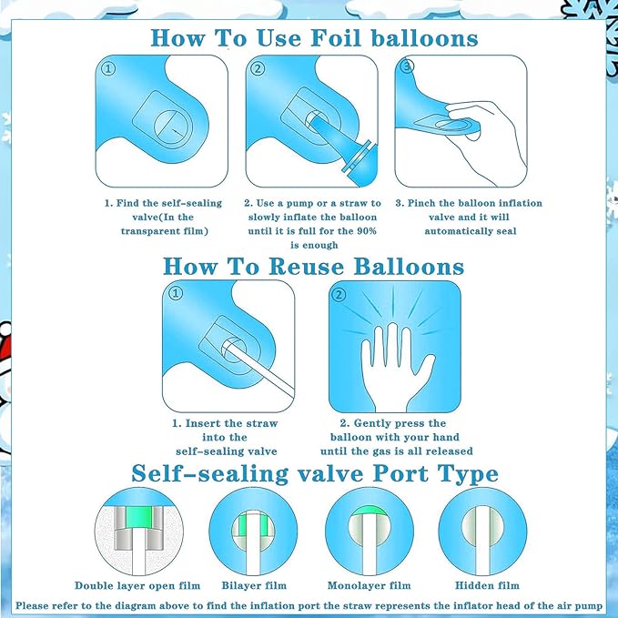 Snowflake Balloons Birthday Decorations, 40'' Frozen Number 3 Balloon for 3rd Birthday Party Supplies