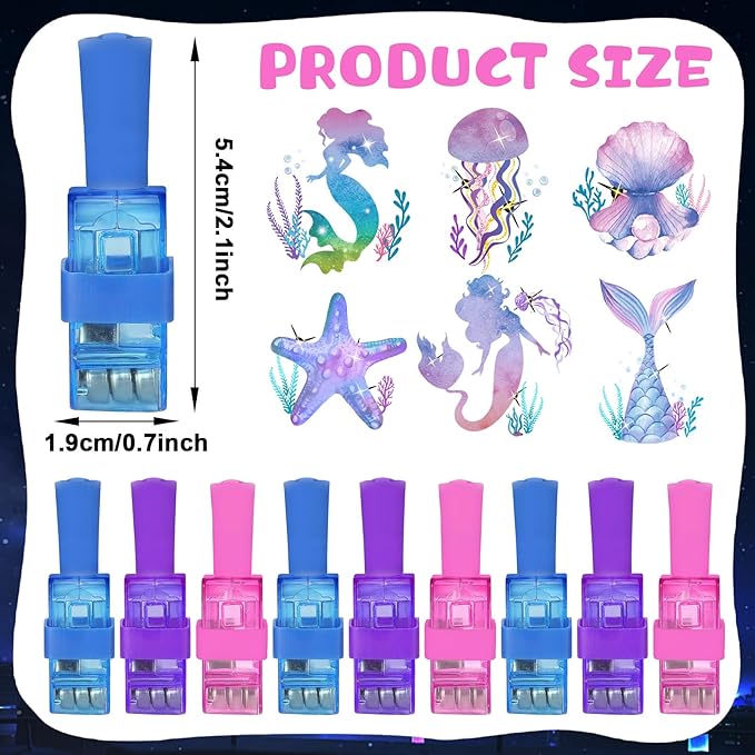 36Pcs Mermaid LED Finger Lights Mermaid Party Favors Glow in the Dark Light Up Finger Lights Ocean Themed Toys Bulk for Under The Sea Birthday Party Goodie Bag Stuffer Birthday Gifts Classroom Prize