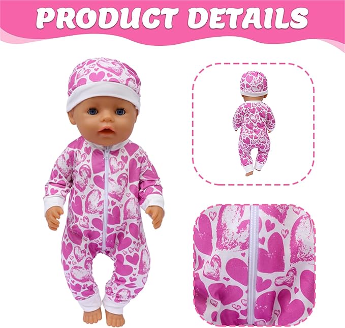 14-18 Inch Baby Doll Clothes 5 Sets Accessories Dress with Hats Socks for New Born 43cm Toy Baby Doll 14-16 Inch/15 Inch/18 Inch/Girl&Boy