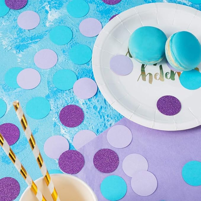 Confetti Circle Dots for Table Wedding Birthday Party Decoration,1.2 inch in Diameter(turquoise blue,lavender,purple,200pc)