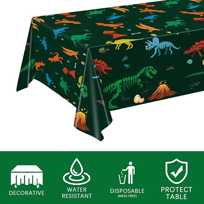 166 PCS Dinosaur Birthday Decorations, Dinosaur Party Supplies Includes Plates, Cups, Napkins, Cutlery, Banner, Tablecloth, Balloons for Boy Dino Party Decorations, Serves 20