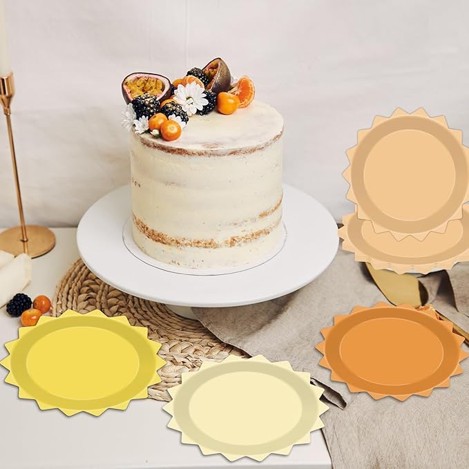 48Pcs First Trip Around the Sun Boho Sun 1st Birthday Decorations - Paper Plates, Bohemian Sunshine Party Decorations for Girl's One Year Old Celebration