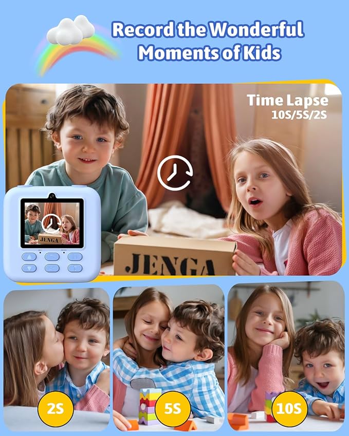 Mgaolo Kids Camera Instant Print Photo,Children Digital Camera Toys Gift with HD Video for Girls Boys 3-12 Age,Chritmas Birthday Festival Present for 3 4 5 6 7 8 9 Year Old Child (Blue)