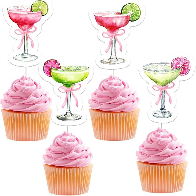 36Pcs Margarita Birthday Cupcake Toppers Green Cocktail Margarita Bridal Shower Decorations Margaritas and Matrimony Bridal Shower Cake Decor for Girl Mexican Fiesta Wedding Party Supplies