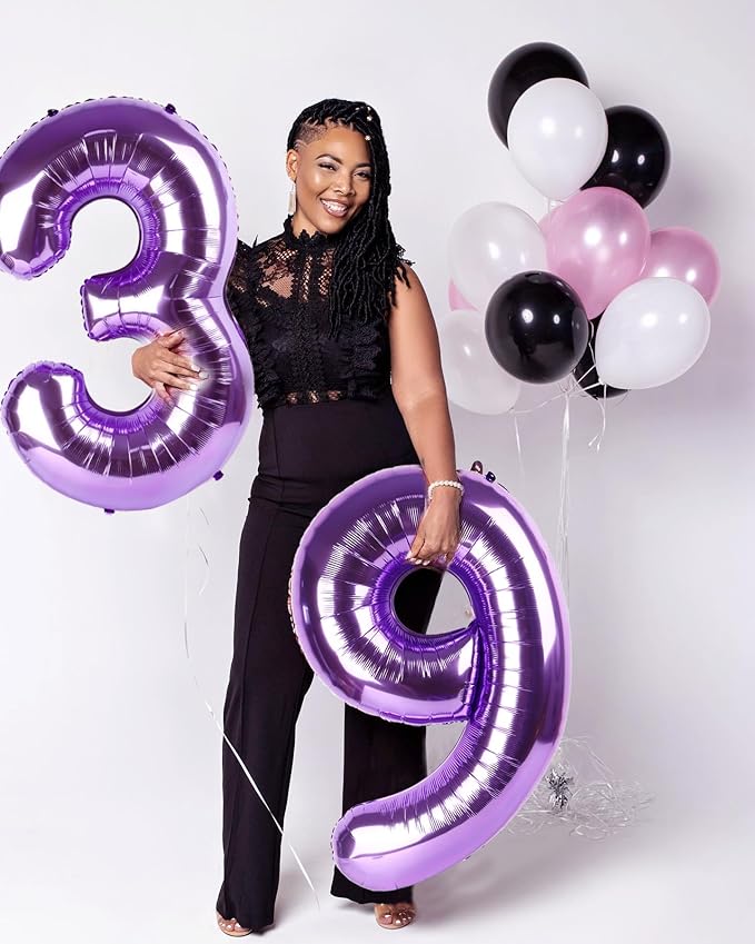 40 Inch Numbers 25 Balloon, Happy 25th Birthday Decorations for Women, Purple Foil Large Ballon for 2 5 25 52 Birthday Party Wedding Anniversary Supplies