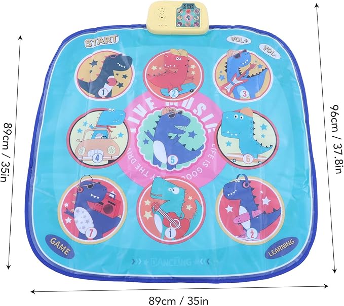 Dance Mat Foldable Music Challenge Levels Dinosaur Electronic Dance Pad for Children Toddler