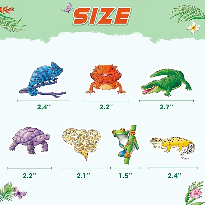 WERNNSAI 35 PCS Reptile Cupcake Toppers - Reptile Birthday Party Decorations for Kids Boys Snake Frog Cake Toppers Reptile Party Leopard Gecko Dessert Cake Insert Jungle Camping Cupcake Supplies