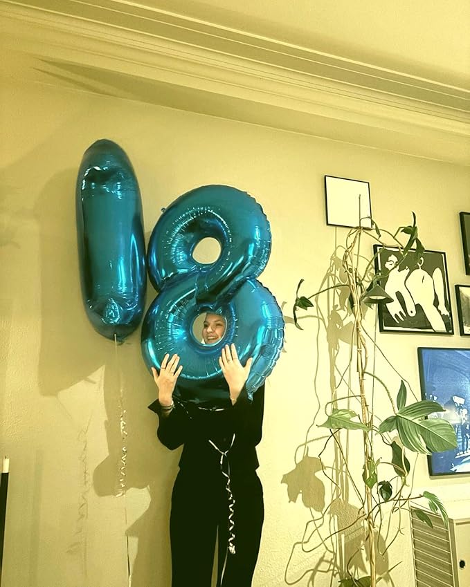 Blue Foil Number 8 Balloon 40 Inch, Helium Mylar Eight Number 8 18 28 38 48 58 80 88 Birthday Balloons, 8th Blue Women Men Wedding Anniversary, Graduations Party Supplies