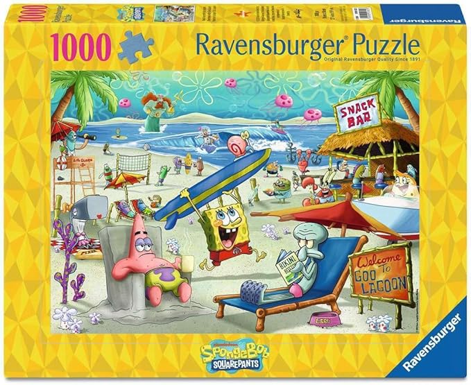 Ravensburger Spongebob Squarepants - Beach Fun at The Goo Lagoon - 1000 Piece Puzzle for Adults