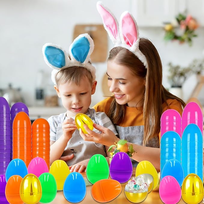 1000 PCS 2.4" Fillable Plastic Easter Eggs Bulk with 12 Golden Eggs, Colorful Empty Eggs for Kids Easter Hunt Party Supplies Classroom Prizes Basket Stuffers Easter Party Favors