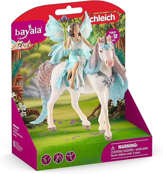 Schleich Bayala - 3PC Eyela Fairy Toy with Princess Unicorn Figurine - Fantasy Fairy Figure with Magic Wand - Durable Pixie and Magic Horse Toy for Imaginative Play - Girls and Boys 5-12 | 70569