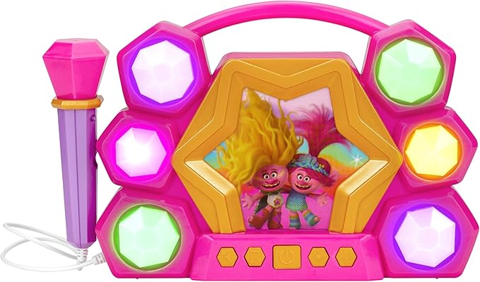 eKids Trolls Band Together Karaoke Microphone with Bluetooth Speaker for Fans of Trolls Toys, Kids Karaoke Machine with Built in Music