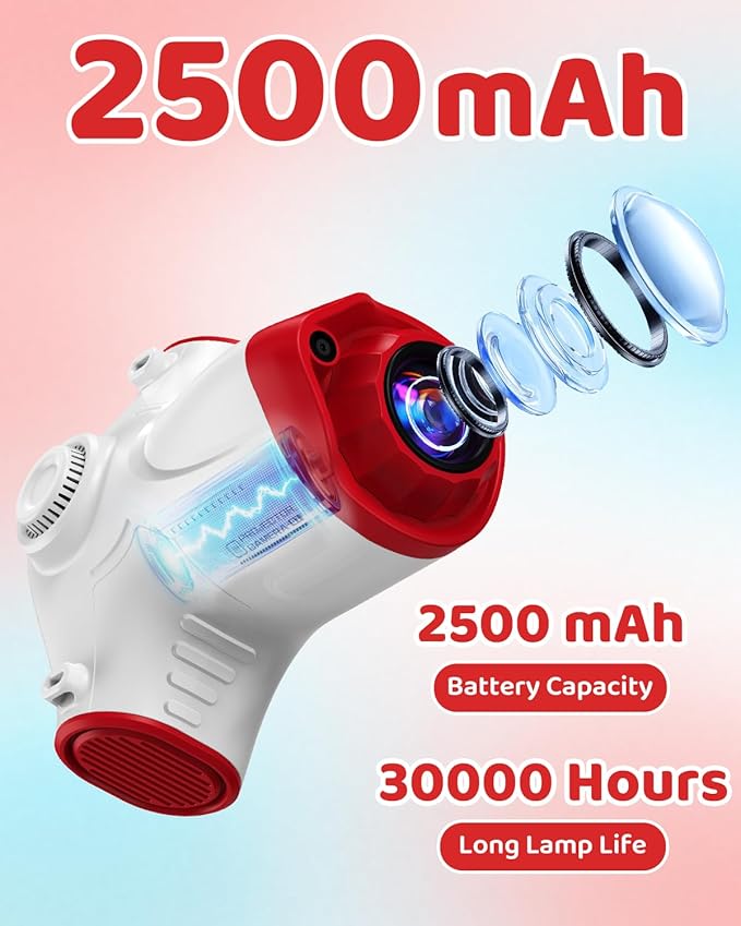 3 in 1 Kids Camera with Projector, 1080P Digital Video Camcorder, 48MP Photo Camera, Portable Toddler Camera Christmas Birthday Travel Gift Toy for Boys Girls Age 3 4 5 6 7 8 9 10 11 12, White