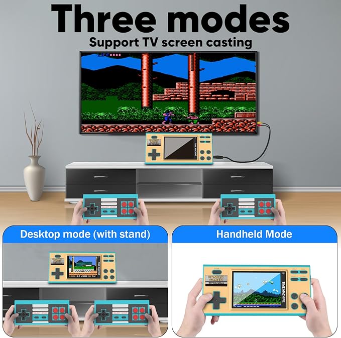 EASEGMER Handheld Games for Kids, Built-in 198 Classic Plug and Play Games, 3 Inch Portable Video Games Player Best Kids Electronic for Boys Ages 4-12 (Blue)
