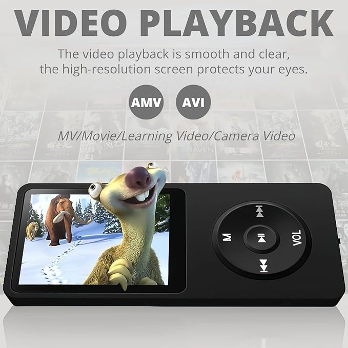 Mp3 Mp4 Player for Kids, MP3 Music Player with 1.8in HD Screen, FM Radio, Earphone, Portable HiFi Audio Player with Voice Recorder Video Photo Viewer E Book Games (White)