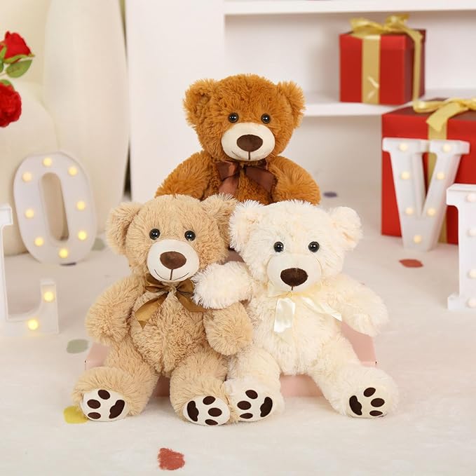 MorisMos Bulk Teddy Bears for Kids, 3-Pack Teddy Bear Stuffed Animals Bulk for Baby Shower, 14'' Teddy Bears Bulk,Soft Stuffed Bear Stuffed Animal Wholesale for Valentine's Gift Birthday Party Favors