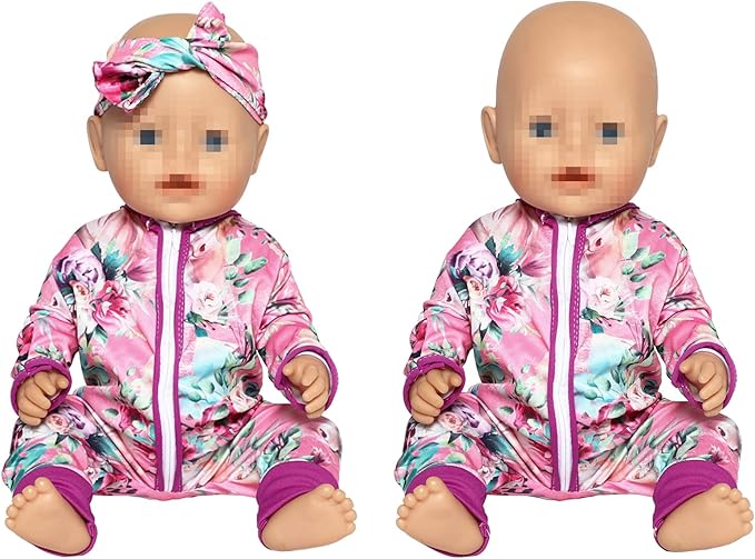 SOTOGO 5 Sets Doll Clothes Outfits Jumpsuits with Hats for 14 to 17 Inch New Born Dolls, American 18 Inch Dolls Clothes and Accessories