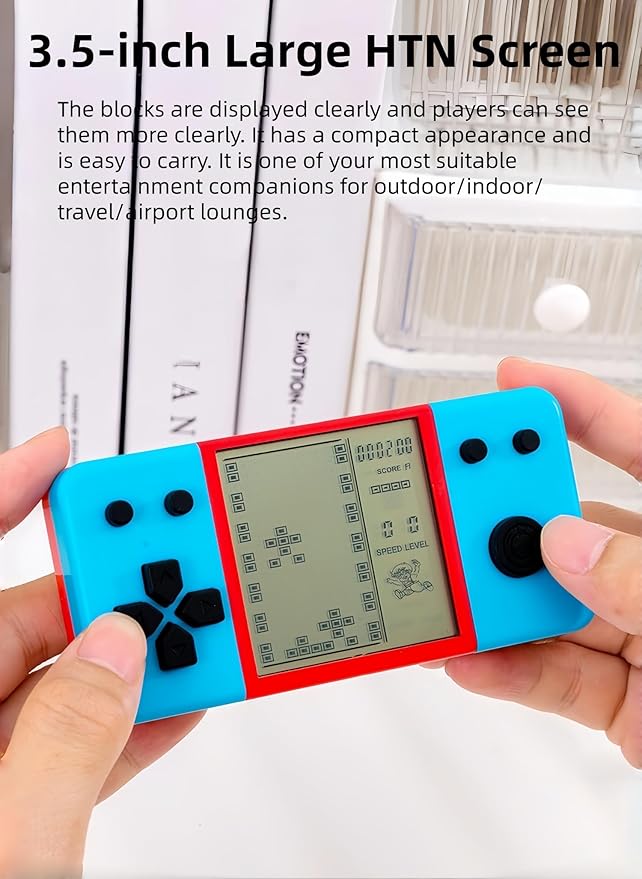 Retro Brick Game Game Blue-red Color Design Built-in 26 Cube Block Games Leisure Entertainment Electronic Block Puzzle Children/Student/Parents Birthday/Holiday (Bluered)