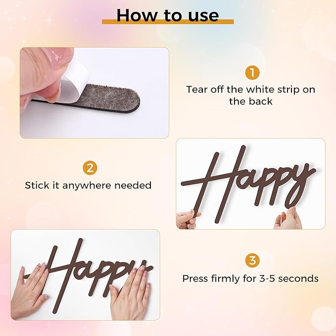 Babenest Brown Felt Happy Birthday Sign - Reusable Strong Adhesion Banner for Backdrop, Balloon Arch Decor, Party Supplies Reception Party Baby Shower Decorations