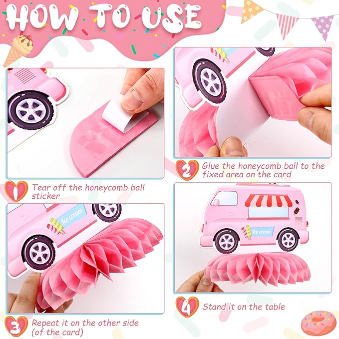 Hotop 9 Pcs Donut 1st Sweet Birthday Party Decorations One Table Honeycomb Centerpieces Table Topper First Doughnut Birthday Sign Decor for Girls Christmas Party Supplies Baby Shower