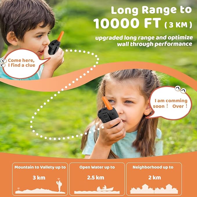 Vvinca Kids Walkie Talkies Rechargeable Toys Gifts for Ages 3 4 5-7 8-12 Year Old Boy Girl
