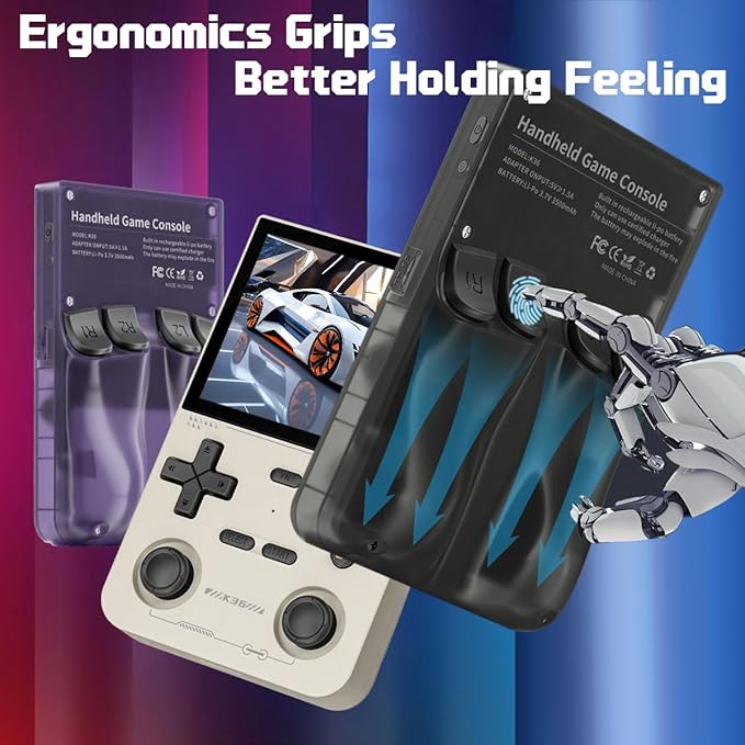 K36 Handheld Game Console 3.5-in 640 * 480 IPS OCA Screen 3500mAh RK3326 Opensource System Gray