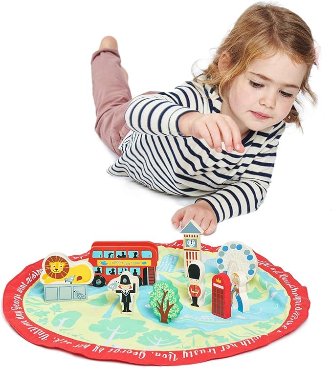 Tender Leaf Toys - Adventure Story Bag Fun Tall Tales Wooden Toy with Excited Themed Printed Playmat Early Learning, Creative and Infinite Imagination Play for Children 3+ (London Story)