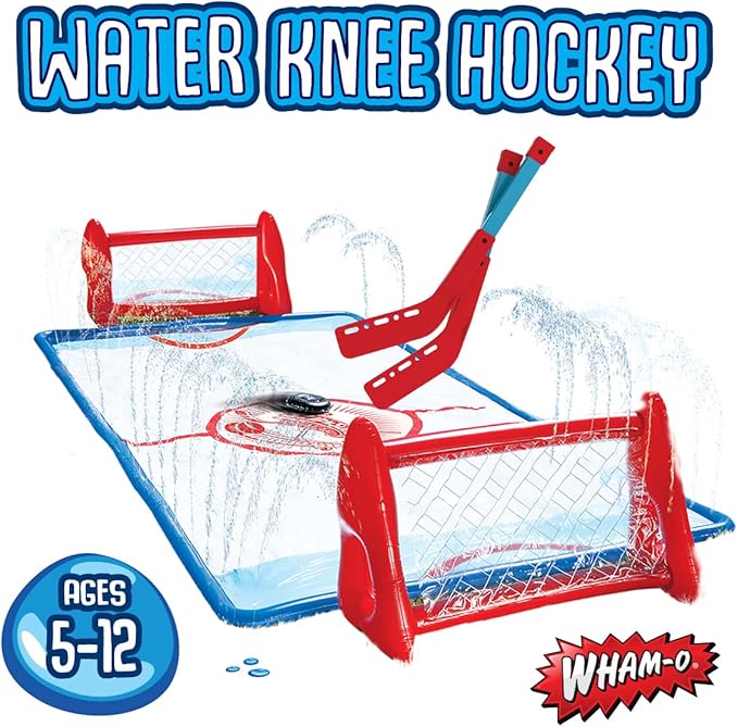 Wham-O Slip N Slide Water Knee Hockey Goals Set for Lawn Backyard Includes 2 Inflatable Hockey Goals 2 Hockey Sticks 1 Inflatable Puck