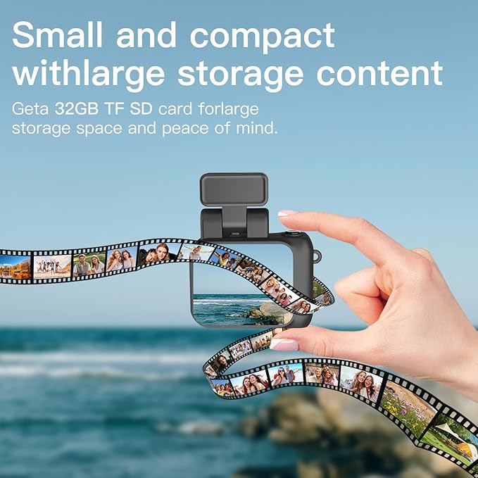 Mini Digital Camera 1080P, Tiny Keychain Camera with 1.4" Screen & LED Light, Y2K Vintage Point and Shoot Camera for Kids, Teens, Beginners (32GB SD Card Included)