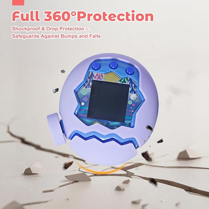 for Tamagotchi Paradise Case– Silicone Hard Shell Cover for Tamagotchi Paradise Electronic Pet,Waterproof Sweatproof Washable Shockproof Anti-Drop 360°Full Protection(Purple)