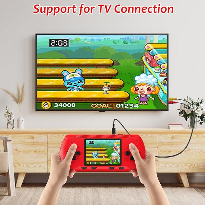 Handheld Game for Kids, Portable Video Game Player Preloaded 258 Retro Video Games & 3 Cartridges, 3.0" LCD Screen, Mini Gaming Player with Rechargeable Battery, Birthday Xmas Gift for Boys Girls 4-12