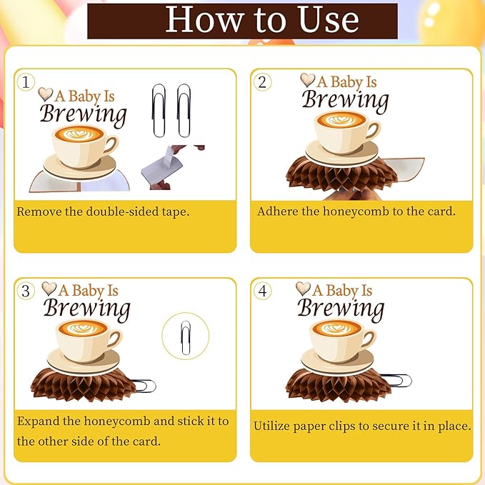 Gameza a Baby is Brewing Baby Shower Decorations, 9PCS Coffee Baby Shower Party Honeycomb Centerpieces Table Decorations, Coffee Themed Gender Reveal Decor Supplies