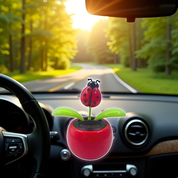 1 Pcs Red Solar Dancing Flower Car Dashboard Decorations - Funny Solar Powered Dancing Flower Pot Car Ornaments Flower Swinging Decoration for Car Decor,Solar Power Kits Learning and Education