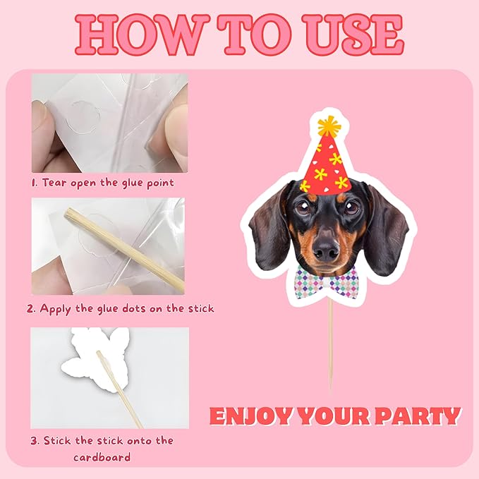 Pet Dog Cupcake Toppers, 24 PCS Pet Dogs Themed Birthday Party Supplies Cute Puppy Birthday Party Baby Shower Party Cake Decorations