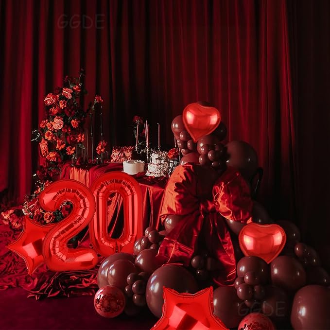 40 Inch Red Number Balloons 20 Mylar Foil Helium Digital Balloon 20th Anniversary Event Celebration 20th Birthday Party Decor Supplies 10 Pcs